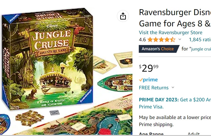 Disney Jungle Cruise Adventure Game for Ages 8 & Up 30 on amazon